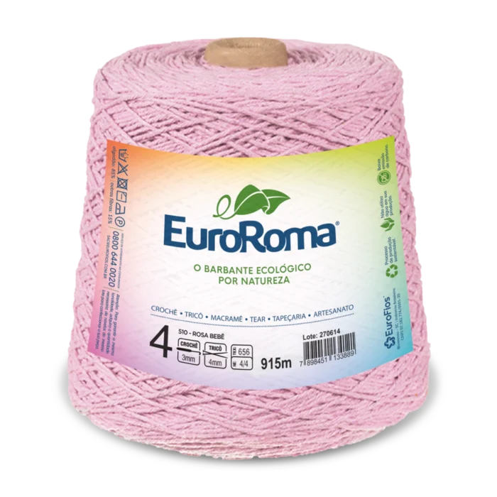 BARBANTE EUROROMA COLORIDO 4/4 600G 915M ROSA BEBE